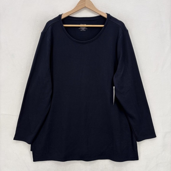 Chico's Tops - Chico's Ultimate Tee Shirt Womens XXL Navy Blue Soft Knit Long Sleeve Tunic Top